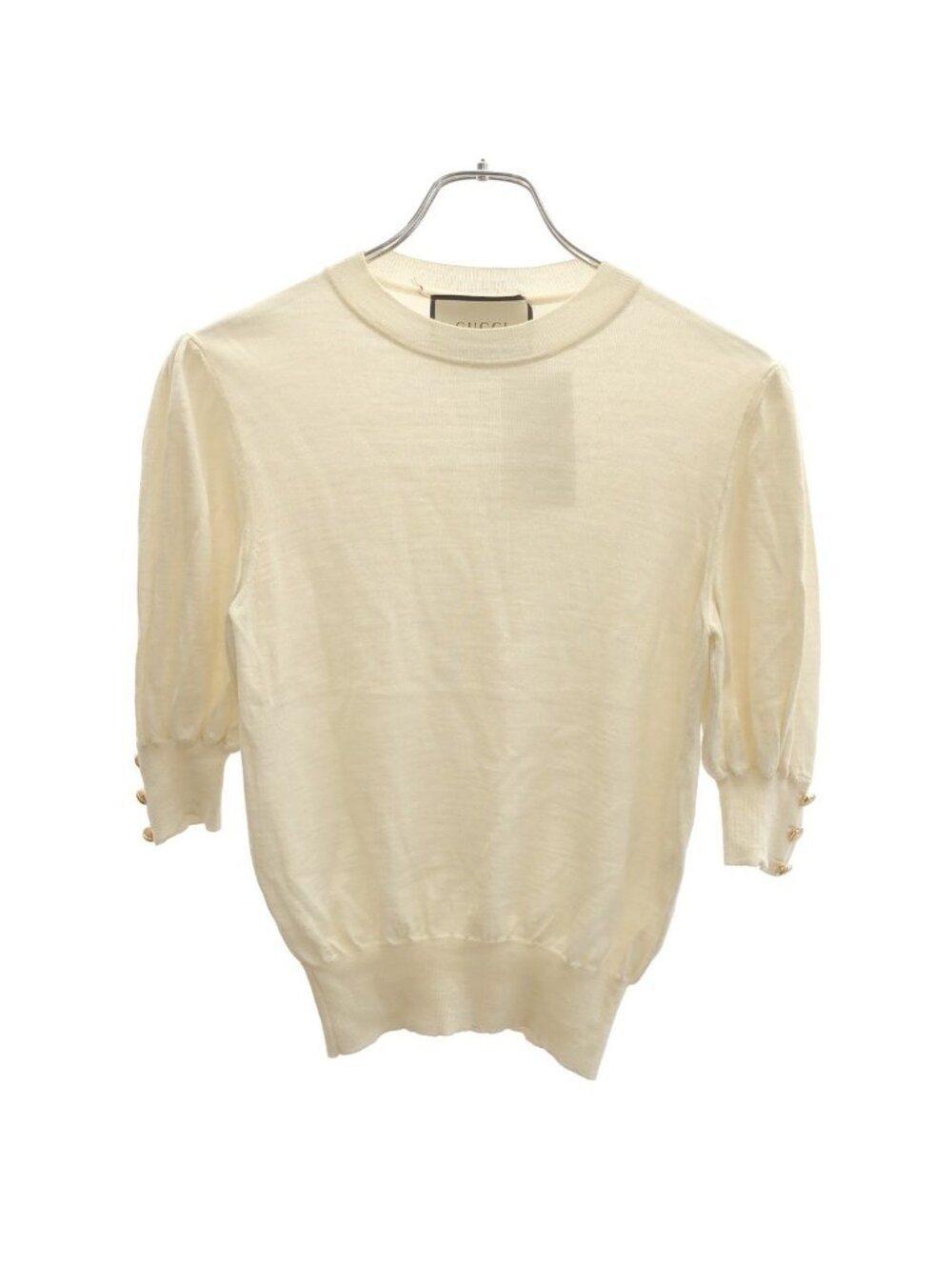 Gucci Short Sleeve Knit Top Ivory Sweater